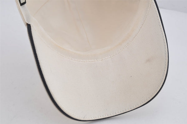 Authentic GUCCI Sherry Line Interlocking G Cap Canvas Leather Size L White 0267K
