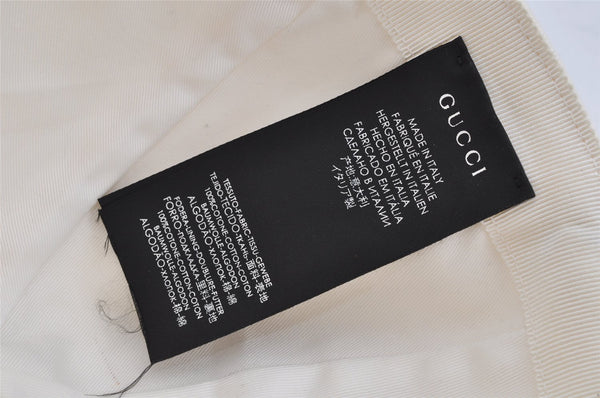 Authentic GUCCI Sherry Line Interlocking G Cap Canvas Leather Size L White 0267K