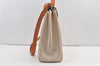 Authentic HERMES Her Bag MM 2 In 1 2Way Hand Bag Canvas Leather White Box 0269K