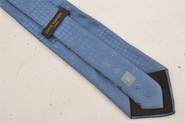 Authentic Louis Vuitton Necktie Clavat Party Tie Silk Blue M72637 Box 0270J