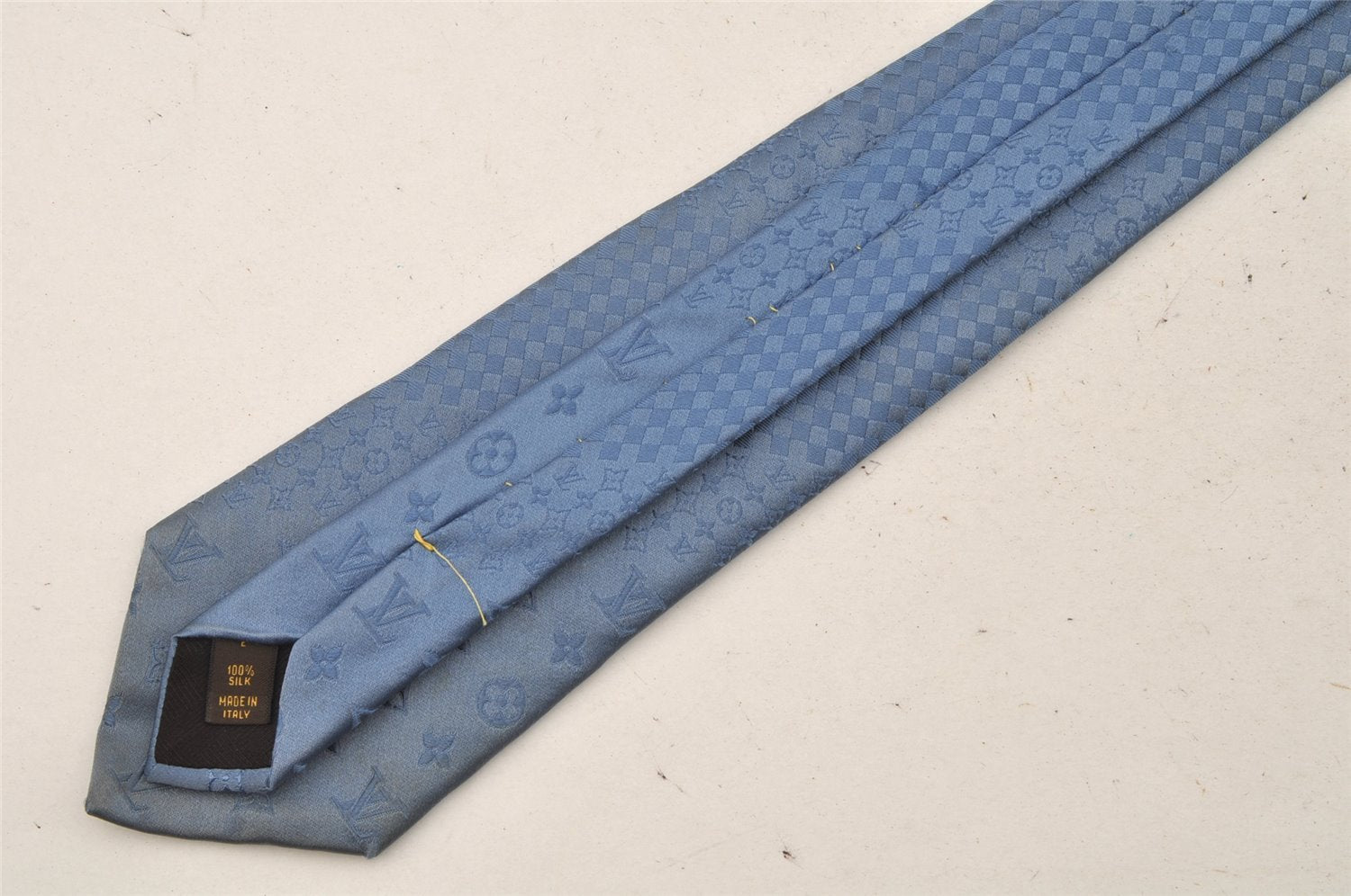 Authentic Louis Vuitton Necktie Clavat Party Tie Silk Blue M72637 Box 0270J