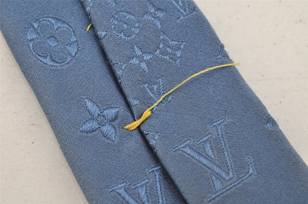 Authentic Louis Vuitton Necktie Clavat Party Tie Silk Blue M72637 Box 0270J