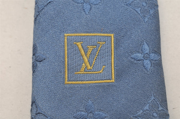 Authentic Louis Vuitton Necktie Clavat Party Tie Silk Blue M72637 Box 0270J