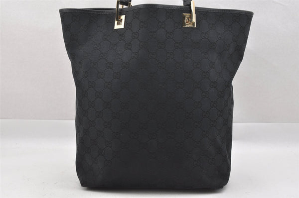 Authentic GUCCI Vintage Shoulder Tote Bag GG Canvas Leather 0021098 Black 0274J
