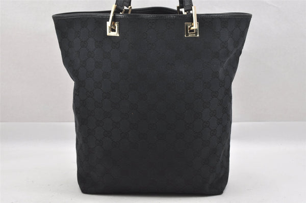 Authentic GUCCI Vintage Shoulder Tote Bag GG Canvas Leather 0021098 Black 0274J