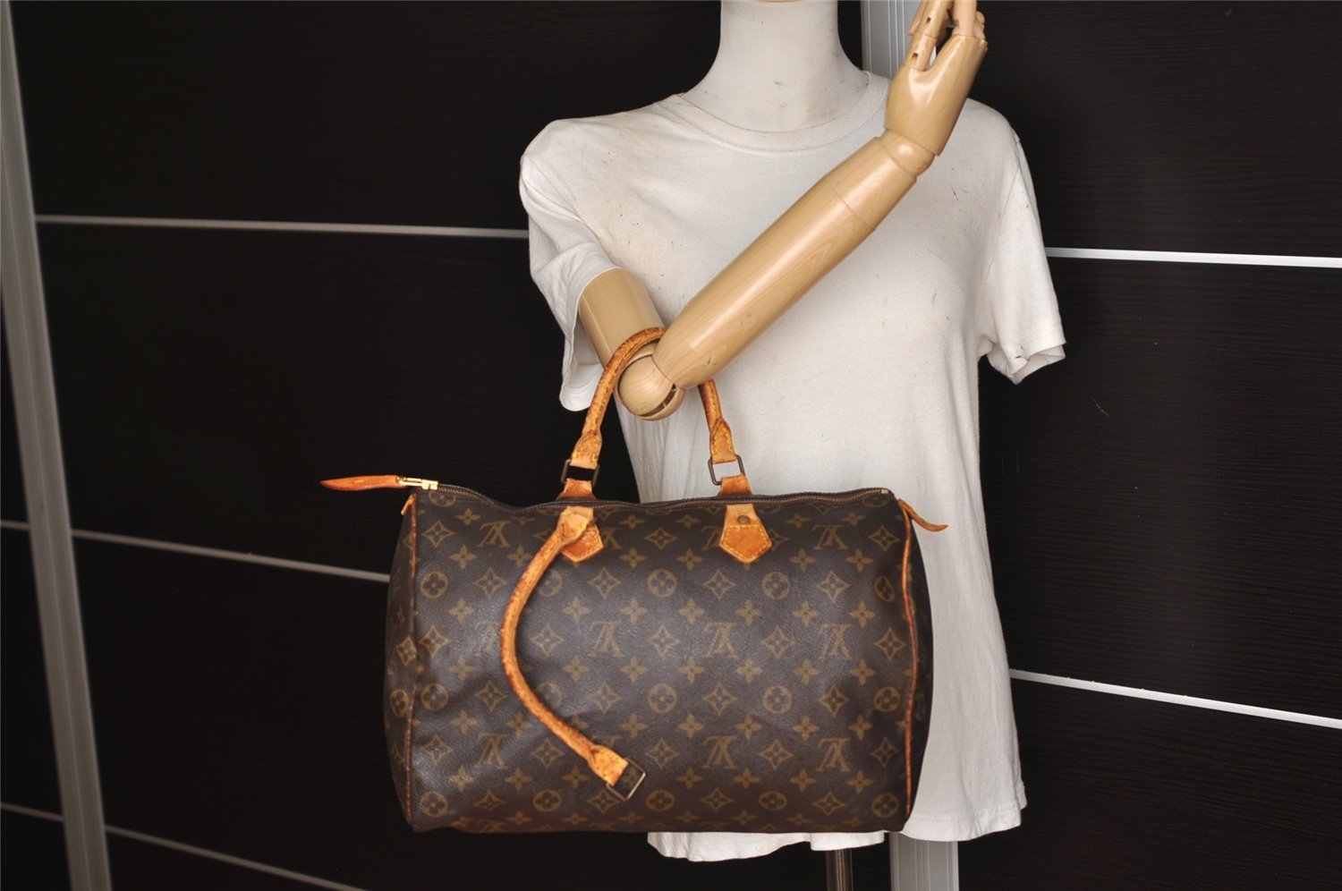 Authentic Louis Vuitton Monogram Speedy 35 Hand Boston Bag M41524 Junk 0281K