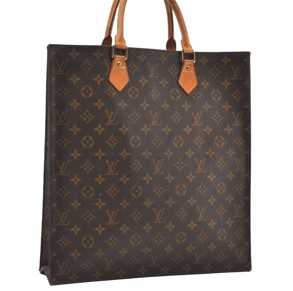 Authentic Louis Vuitton Monogram Sac Plat Hand Tote Bag M51140 LV Junk 0284J