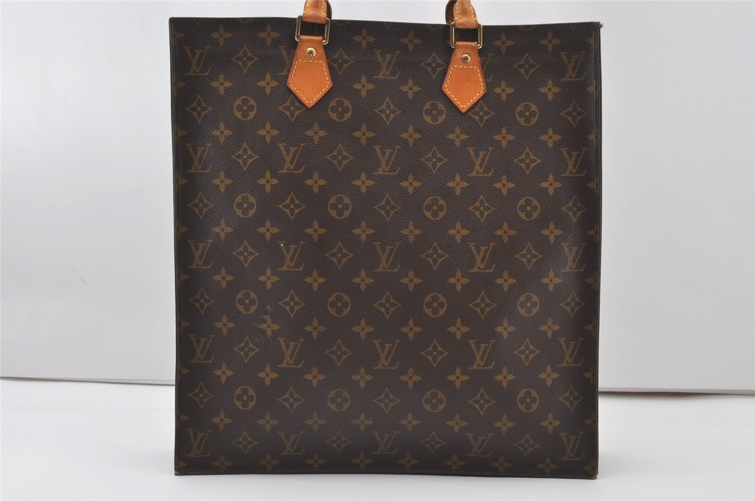 Authentic Louis Vuitton Monogram Sac Plat Hand Tote Bag M51140 LV Junk 0284J