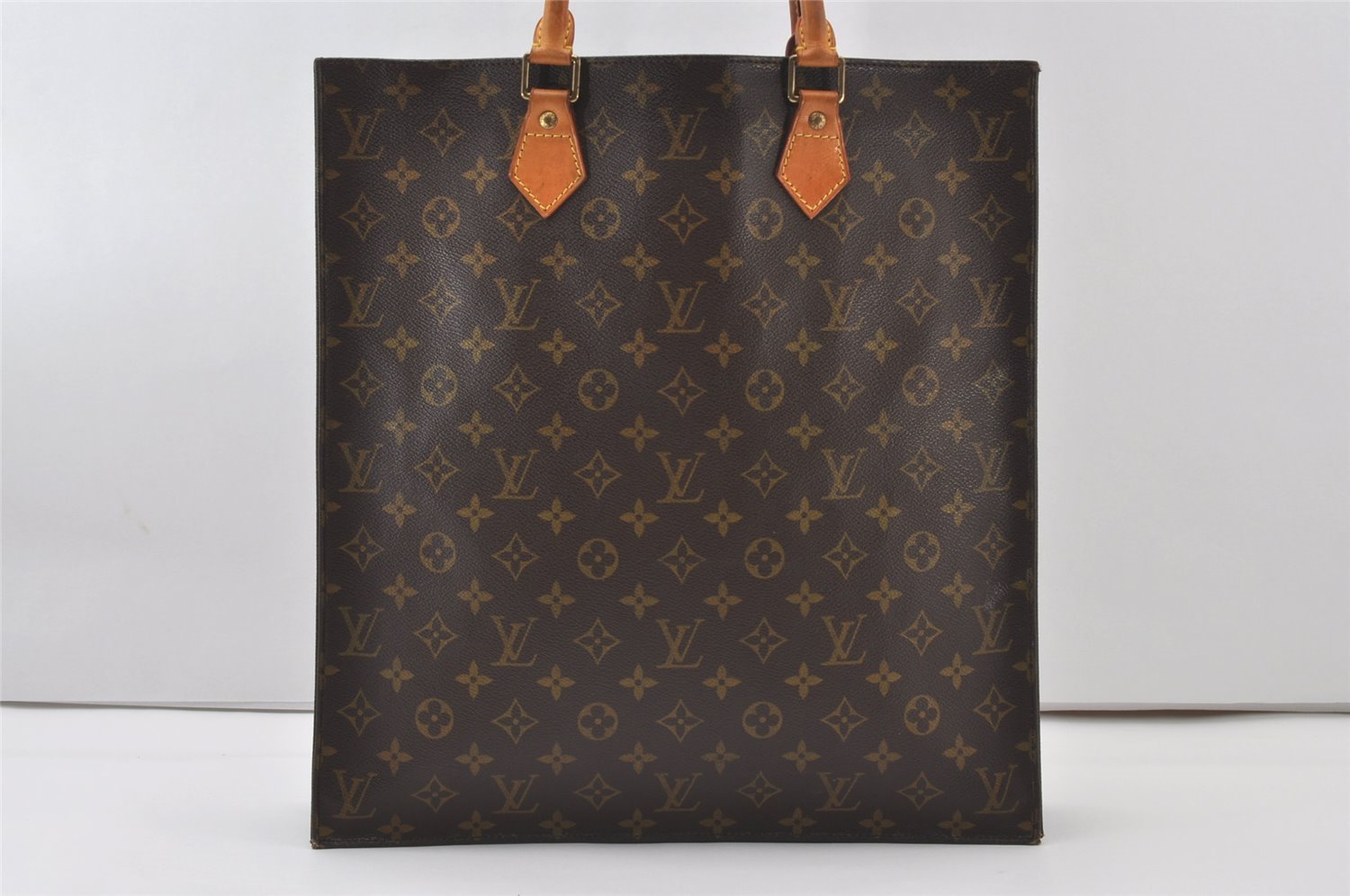 Authentic Louis Vuitton Monogram Sac Plat Hand Tote Bag M51140 LV Junk 0284J