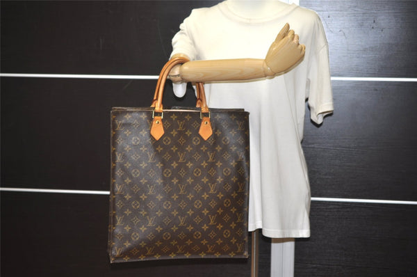 Authentic Louis Vuitton Monogram Sac Plat Hand Tote Bag M51140 LV Junk 0284J