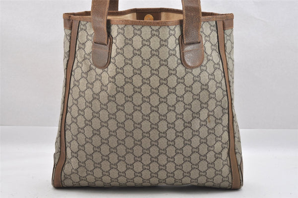 Authentic GUCCI Vintage GG Plus Shoulder Tote Bag GG PVC Leather Brown 0286J