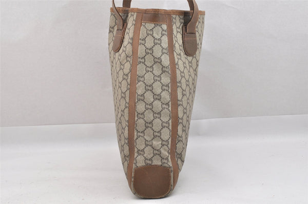 Authentic GUCCI Vintage GG Plus Shoulder Tote Bag GG PVC Leather Brown 0286J