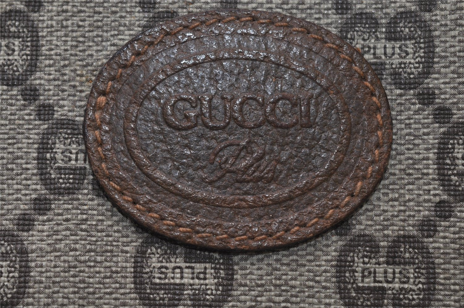 Authentic GUCCI Vintage GG Plus Shoulder Tote Bag GG PVC Leather Brown 0286J