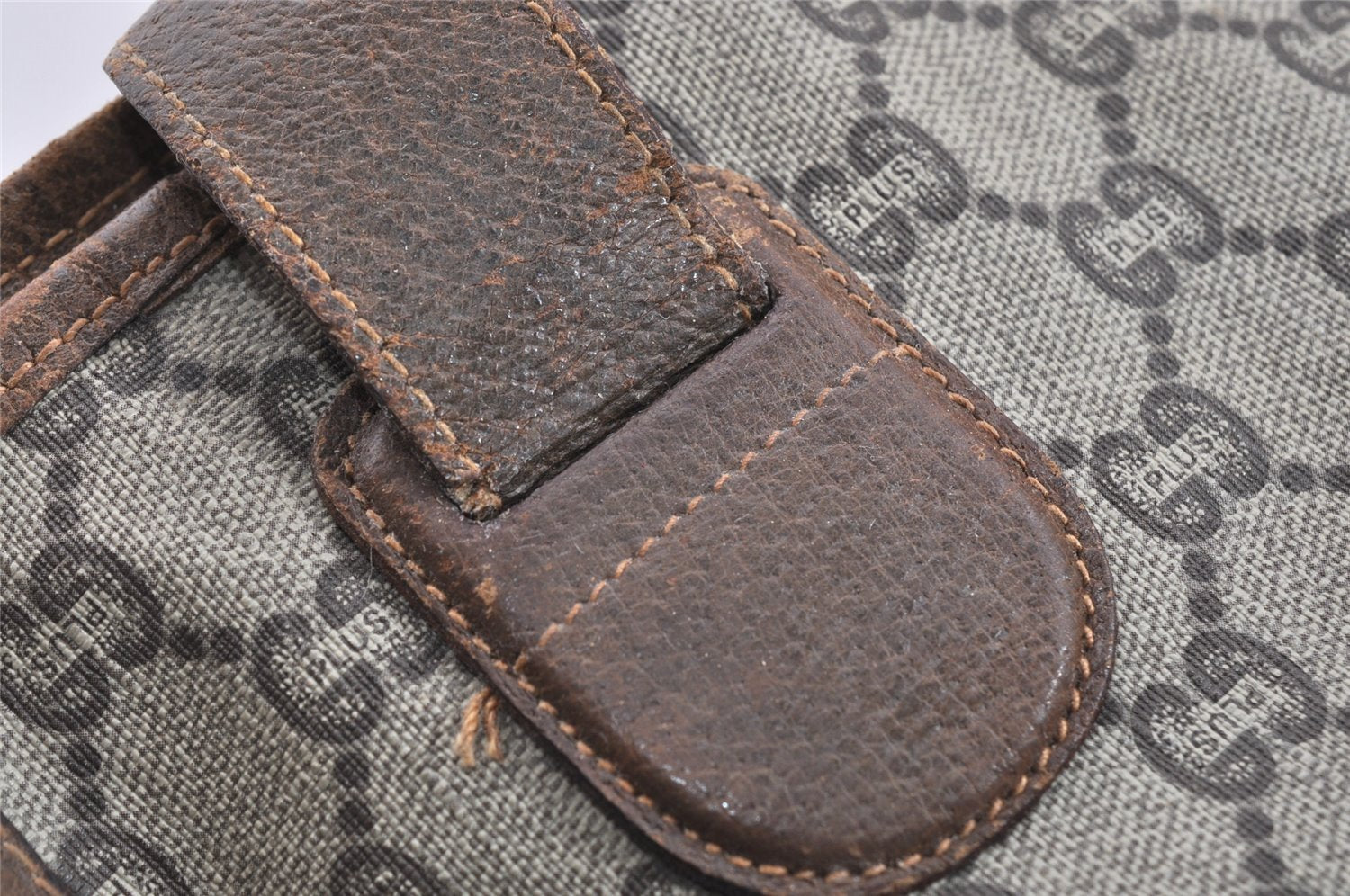 Authentic GUCCI Vintage GG Plus Shoulder Tote Bag GG PVC Leather Brown 0286J