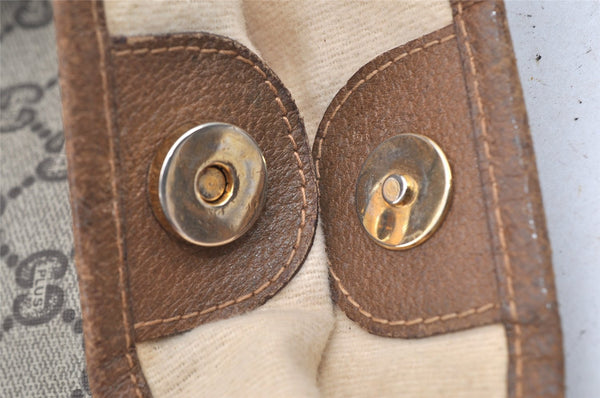 Authentic GUCCI Vintage GG Plus Shoulder Tote Bag GG PVC Leather Brown 0286J