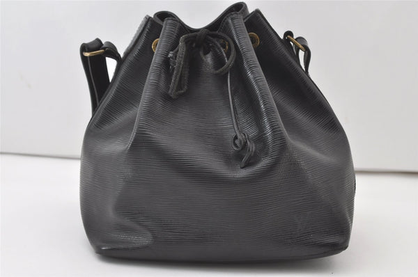 Authentic Louis Vuitton Epi Petit Noe Shoulder Drawstring Bag M59012 Black 0287J