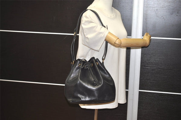 Authentic Louis Vuitton Epi Petit Noe Shoulder Drawstring Bag M59012 Black 0287J