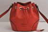 Authentic GUCCI Bright Diamante Shoulder Drawstring Bag Leather 354229 Red 0288K