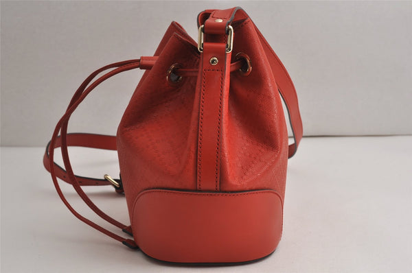 Authentic GUCCI Bright Diamante Shoulder Drawstring Bag Leather 354229 Red 0288K
