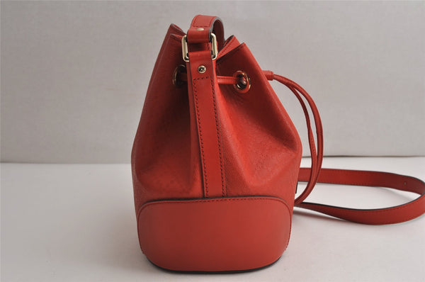 Authentic GUCCI Bright Diamante Shoulder Drawstring Bag Leather 354229 Red 0288K