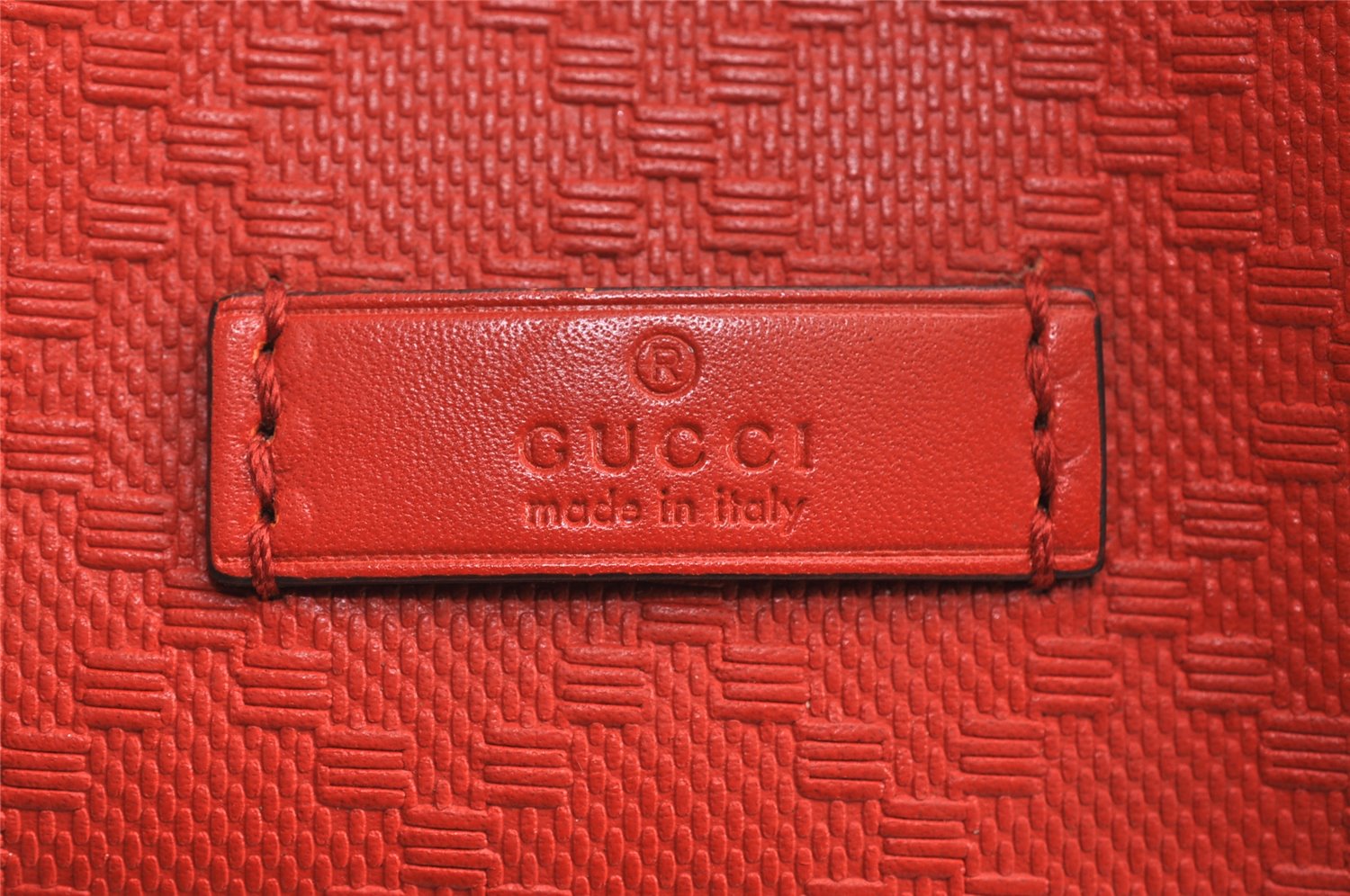 Authentic GUCCI Bright Diamante Shoulder Drawstring Bag Leather 354229 Red 0288K