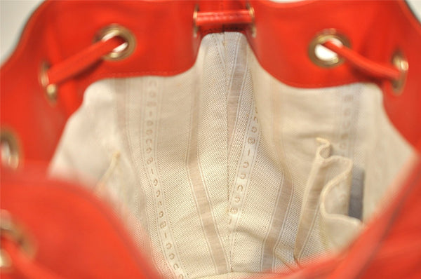 Authentic GUCCI Bright Diamante Shoulder Drawstring Bag Leather 354229 Red 0288K