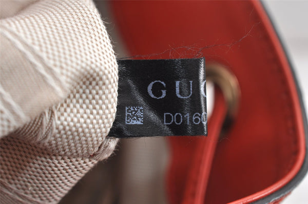 Authentic GUCCI Bright Diamante Shoulder Drawstring Bag Leather 354229 Red 0288K
