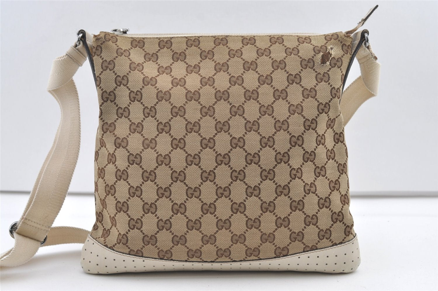 Authentic GUCCI Shoulder Cross Body Bag GG Canvas Leather 145857 Brown 0289K