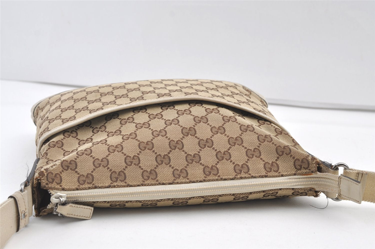 Authentic GUCCI Shoulder Cross Body Bag GG Canvas Leather 145857 Brown 0289K