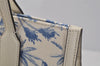 Authentic GUCCI GG Ribbon Herbarium Tote Bag Canvas Leather 432684 White 0290J