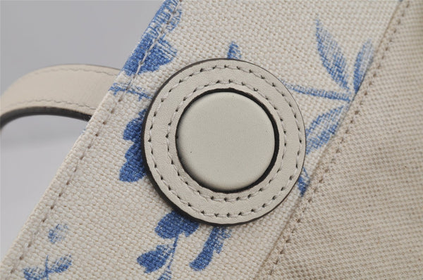 Authentic GUCCI GG Ribbon Herbarium Tote Bag Canvas Leather 432684 White 0290J