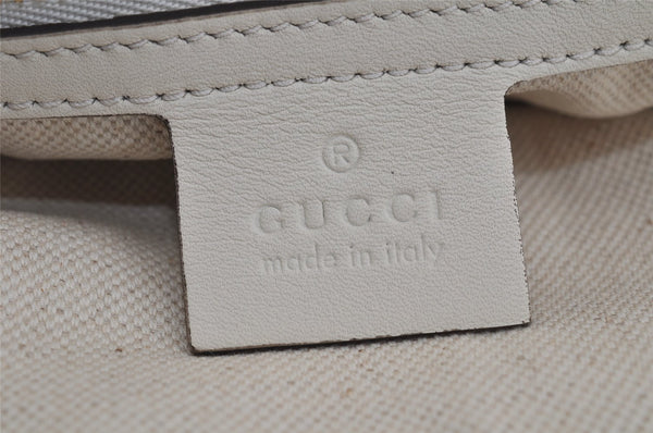 Authentic GUCCI GG Ribbon Herbarium Tote Bag Canvas Leather 432684 White 0290J
