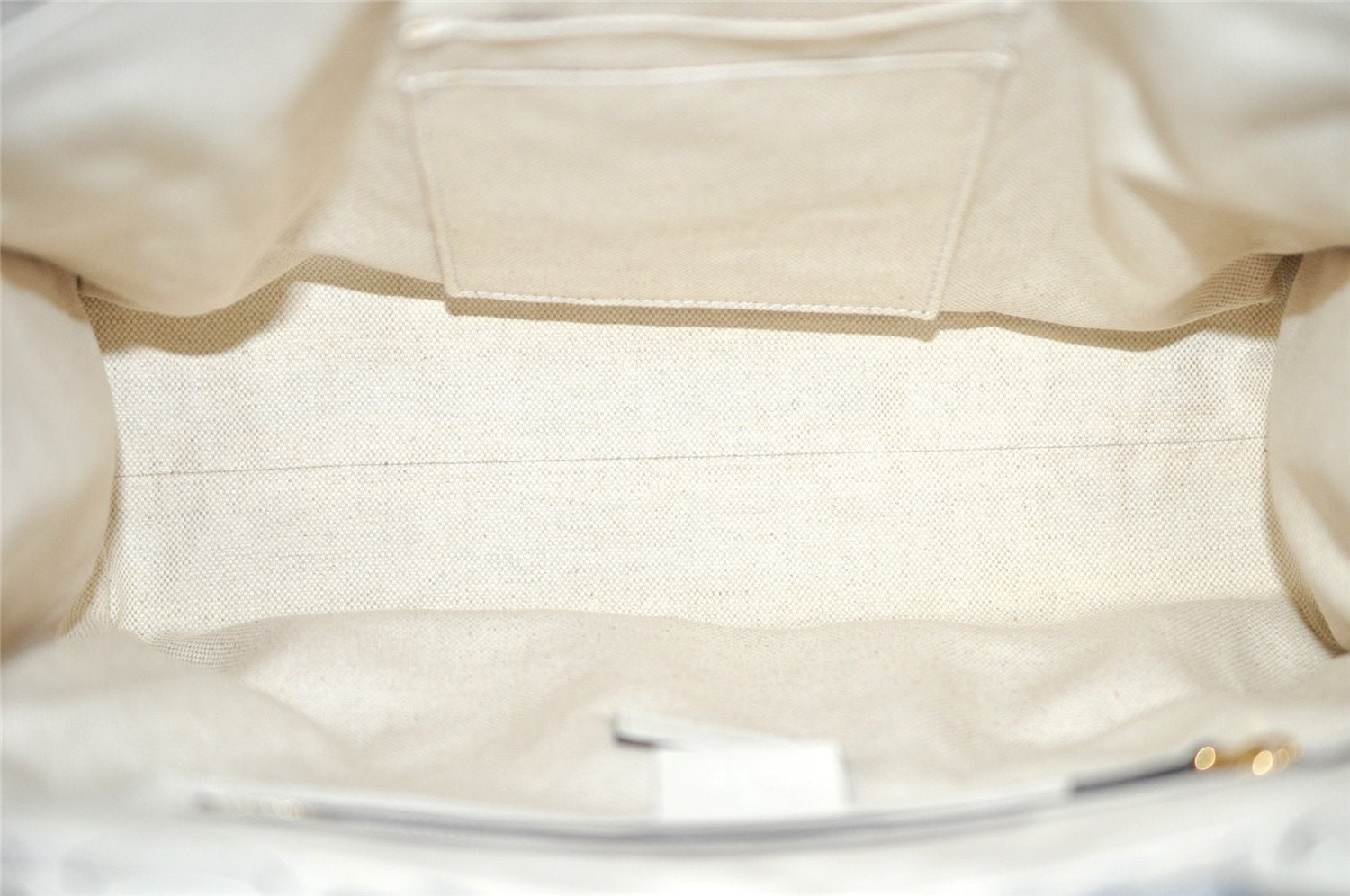 Authentic GUCCI GG Ribbon Herbarium Tote Bag Canvas Leather 432684 White 0290J