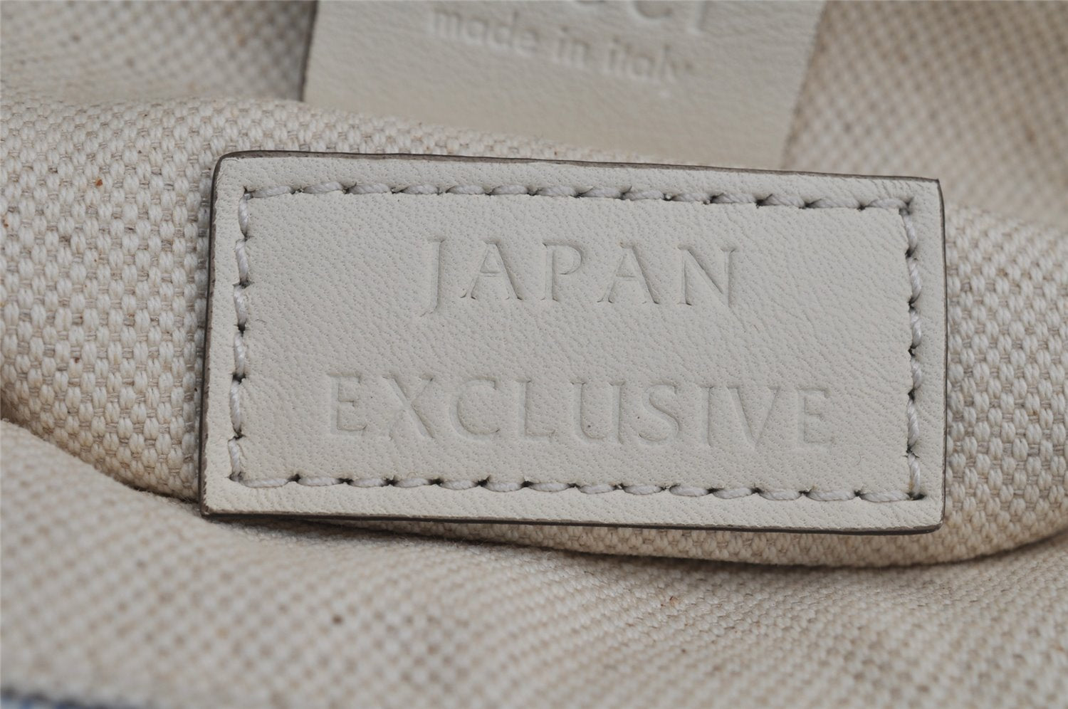 Authentic GUCCI GG Ribbon Herbarium Tote Bag Canvas Leather 432684 White 0290J