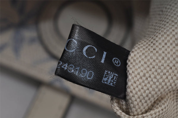 Authentic GUCCI GG Ribbon Herbarium Tote Bag Canvas Leather 432684 White 0290J