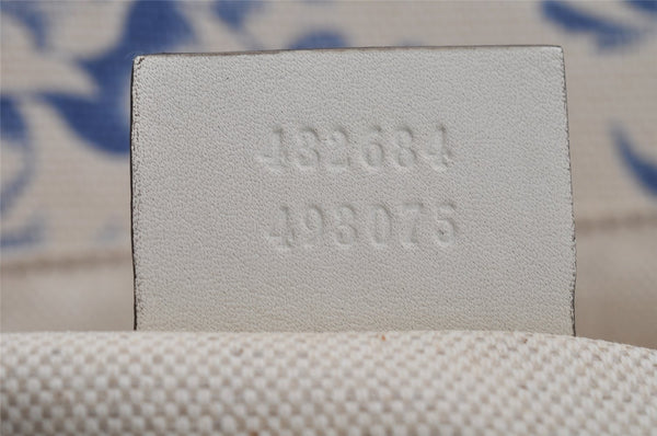 Authentic GUCCI GG Ribbon Herbarium Tote Bag Canvas Leather 432684 White 0290J