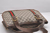 Authentic GUCCI Web Sherry Line Shoulder Tote Bag GG PVC Leather Brown 0293J