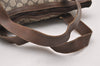 Authentic GUCCI Web Sherry Line Shoulder Tote Bag GG PVC Leather Brown 0293J