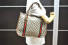 Authentic GUCCI Web Sherry Line Shoulder Tote Bag GG PVC Leather Brown 0293J