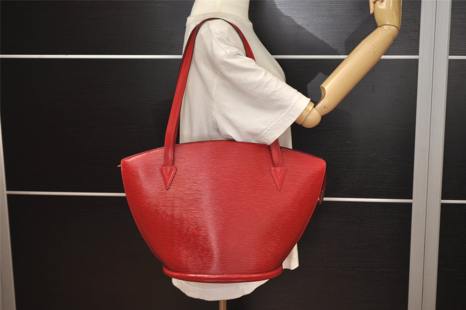 Auth Louis Vuitton Epi Saint Jacques Shopping Shoulder Bag Red M52267 LV 0295K