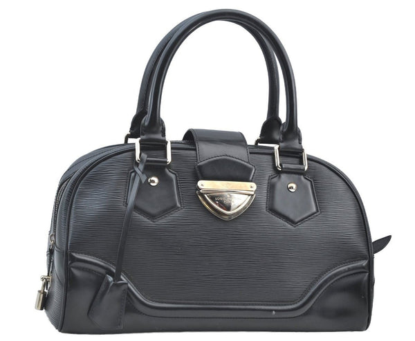 Authentic Louis Vuitton Epi Bowling Montaigne GM Hand Bag Black M59312 LV 0296I