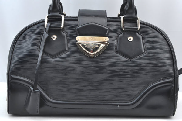 Authentic Louis Vuitton Epi Bowling Montaigne GM Hand Bag Black M59312 LV 0296I