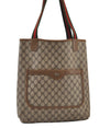 Authentic GUCCI Web Sherry Line Shoulder Tote Bag GG PVC Leather Brown 0297J