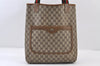 Authentic GUCCI Web Sherry Line Shoulder Tote Bag GG PVC Leather Brown 0297J