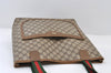 Authentic GUCCI Web Sherry Line Shoulder Tote Bag GG PVC Leather Brown 0297J
