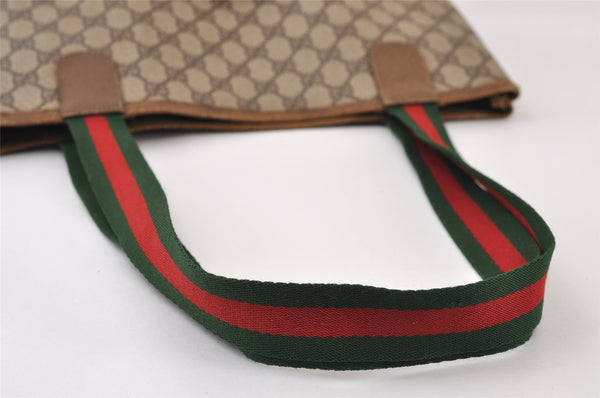 Authentic GUCCI Web Sherry Line Shoulder Tote Bag GG PVC Leather Brown 0297J