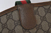 Authentic GUCCI Web Sherry Line Shoulder Tote Bag GG PVC Leather Brown 0297J