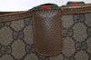 Authentic GUCCI Web Sherry Line Shoulder Tote Bag GG PVC Leather Brown 0297J