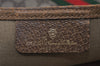 Authentic GUCCI Web Sherry Line Shoulder Tote Bag GG PVC Leather Brown 0297J
