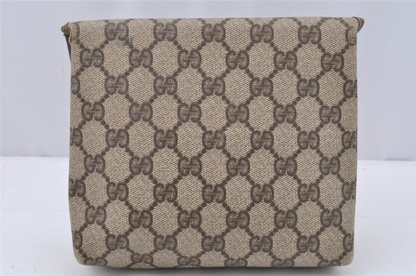 Authentic GUCCI Clutch Hand Bag Purse GG PVC Leather Brown Junk 0298J